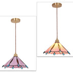 Contemporary Creative Conical Round Umbrella Glass Brass 1-Light Pendant Light For Living Room