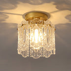 Contemporary Creative Ribbed Diamond Beveled Eye Of Heaven Round Glass Iron 1-Light Semi-Flush Mount Ceiling Light For Living Room