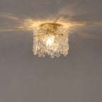 Contemporary Creative Ribbed Diamond Beveled Eye Of Heaven Round Glass Iron 1-Light Semi-Flush Mount Ceiling Light For Living Room