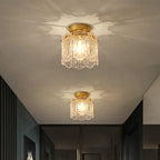 Contemporary Creative Ribbed Diamond Beveled Eye Of Heaven Round Glass Iron 1-Light Semi-Flush Mount Ceiling Light For Living Room