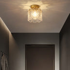 Contemporary Creative Ribbed Diamond Beveled Eye Of Heaven Round Glass Iron 1-Light Semi-Flush Mount Ceiling Light For Living Room