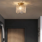Contemporary Creative Ribbed Diamond Beveled Eye Of Heaven Round Glass Iron 1-Light Semi-Flush Mount Ceiling Light For Living Room