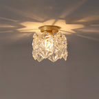 Contemporary Creative Ribbed Diamond Beveled Eye Of Heaven Round Glass Iron 1-Light Semi-Flush Mount Ceiling Light For Living Room