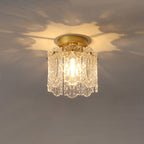 Contemporary Creative Ribbed Diamond Beveled Eye Of Heaven Round Glass Iron 1-Light Semi-Flush Mount Ceiling Light For Living Room