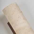 Traditional Japanese Square Cylinder Rectangle Yellow Travertine Solid Wood 1-Light Wall Sconce Lamp For Living Room