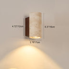 Traditional Japanese Square Cylinder Rectangle Yellow Travertine Solid Wood 1-Light Wall Sconce Lamp For Living Room