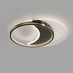 Modern Luxury Round Crescent Moon Acrylic Crystal Aluminum Iron LED Flush Mount Ceiling Light For Living Room