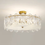 Traditional French Leaf Hexagon Round Glass Hardware 5/6/8 Light Semi-Flush Mount Ceiling Light For Bedroom