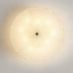 Traditional French Leaf Hexagon Round Glass Hardware 5/6/8 Light Semi-Flush Mount Ceiling Light For Bedroom