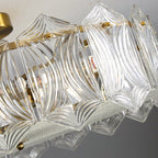 Traditional French Leaf Hexagon Round Glass Hardware 5/6/8 Light Semi-Flush Mount Ceiling Light For Bedroom
