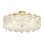 Traditional French Leaf Hexagon Round Glass Hardware 5/6/8 Light Semi-Flush Mount Ceiling Light For Bedroom