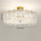 Traditional French Leaf Hexagon Round Glass Hardware 5/6/8 Light Semi-Flush Mount Ceiling Light For Bedroom