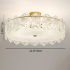 Traditional French Leaf Hexagon Round Glass Hardware 5/6/8 Light Semi-Flush Mount Ceiling Light For Bedroom