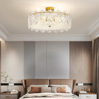 Traditional French Leaf Hexagon Round Glass Hardware 5/6/8 Light Semi-Flush Mount Ceiling Light For Bedroom