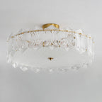 Traditional French Leaf Hexagon Round Glass Hardware 5/6/8 Light Semi-Flush Mount Ceiling Light For Bedroom
