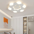 Modern Art Deco Floral Round Acrylic Iron LED Flush Mount Ceiling Light For Bedroom