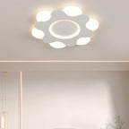 Modern Art Deco Floral Round Acrylic Iron LED Flush Mount Ceiling Light For Bedroom
