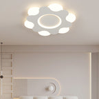 Modern Art Deco Floral Round Acrylic Iron LED Flush Mount Ceiling Light For Bedroom