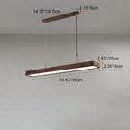 Modern Minimalist Long Rectangle Acrylic Walnut LED Chandelier Island Light for Dining Room BulbSquare