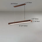 Modern Minimalist Long Rectangle Acrylic Walnut LED Chandelier Island Light for Dining Room BulbSquare