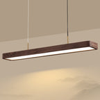 Modern Minimalist Long Rectangle Acrylic Walnut LED Chandelier Island Light for Dining Room BulbSquare