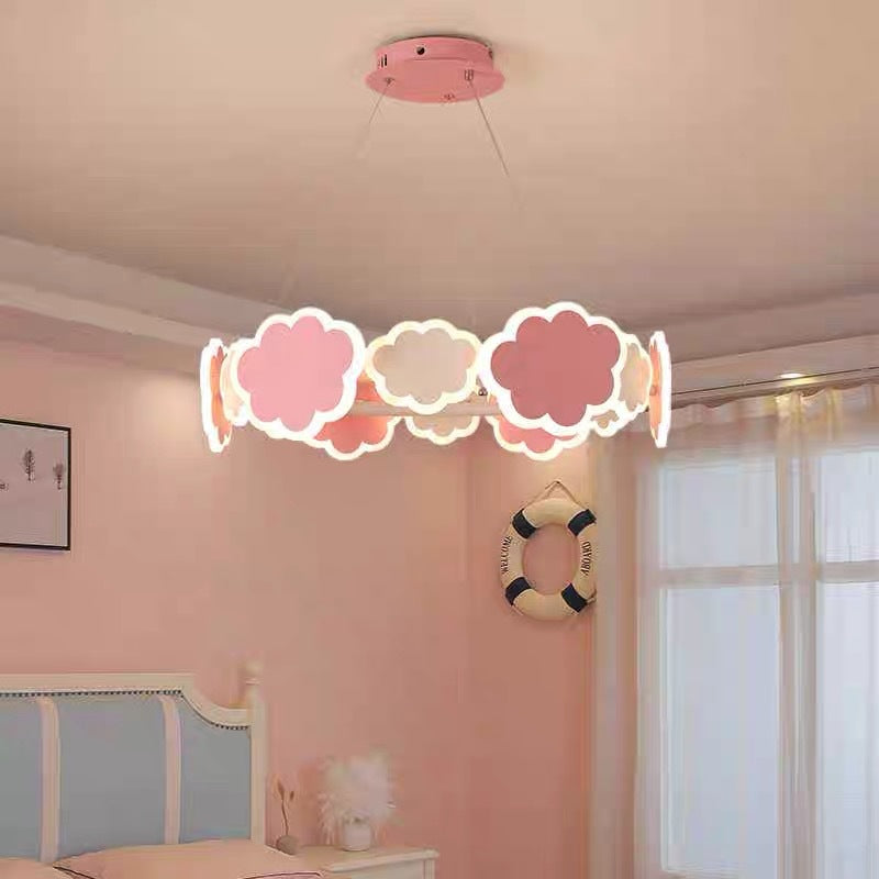 Lumendat Modern Art Deco Kids Clouds Round Acrylic Iron LED Chandelier For Living Room Lumendat