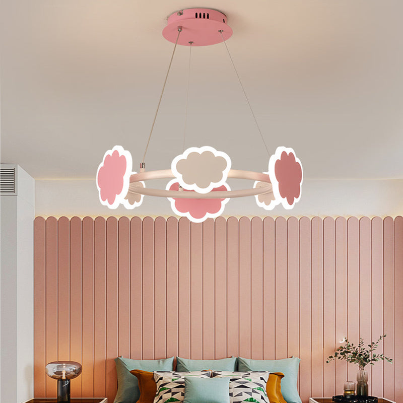 Lumendat Modern Art Deco Kids Clouds Round Acrylic Iron LED Chandelier For Living Room Lumendat