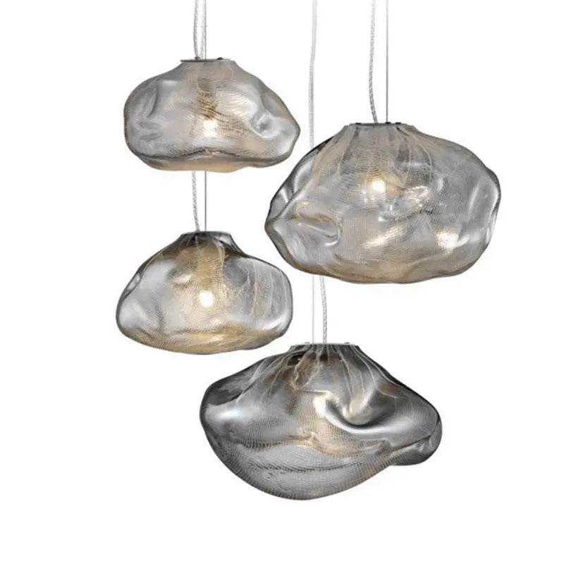 Contemporary Scandinavian Irregular Half Round Glass Metal 1-light Pendant Light for Living Room Lumendat