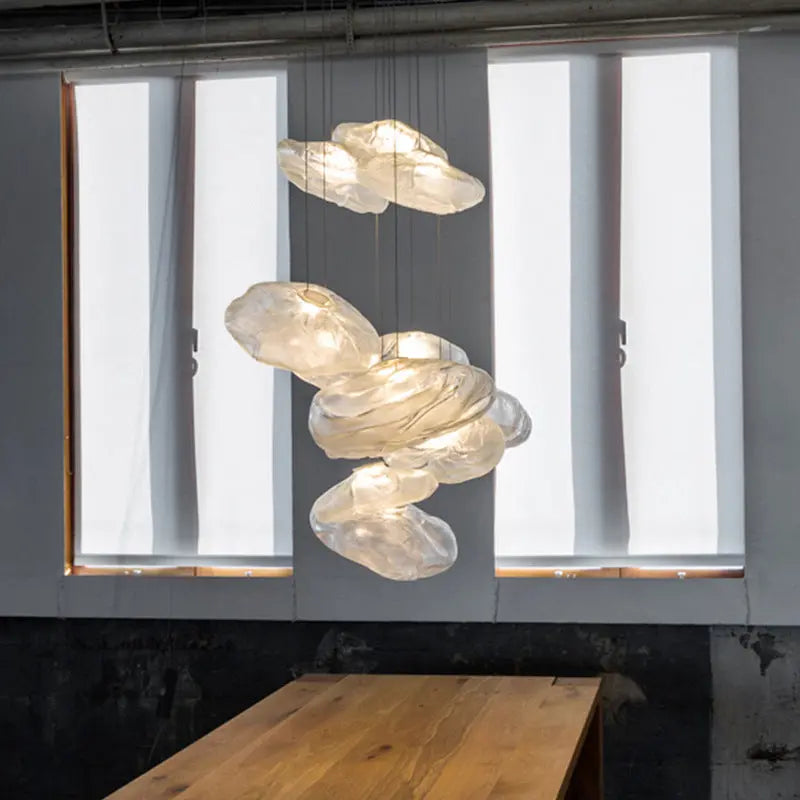 Contemporary Scandinavian Irregular Half Round Glass Metal 1-light Pendant Light for Living Room Lumendat