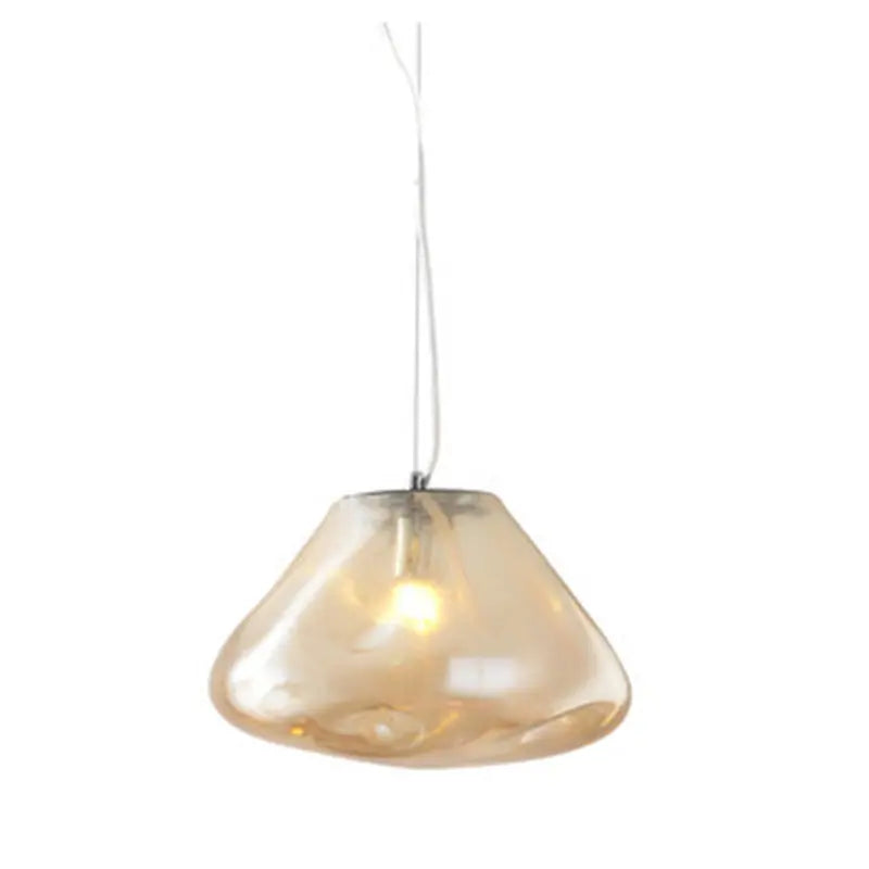 Contemporary Scandinavian Irregular Half Round Glass Metal 1-light Pendant Light for Living Room Lumendat