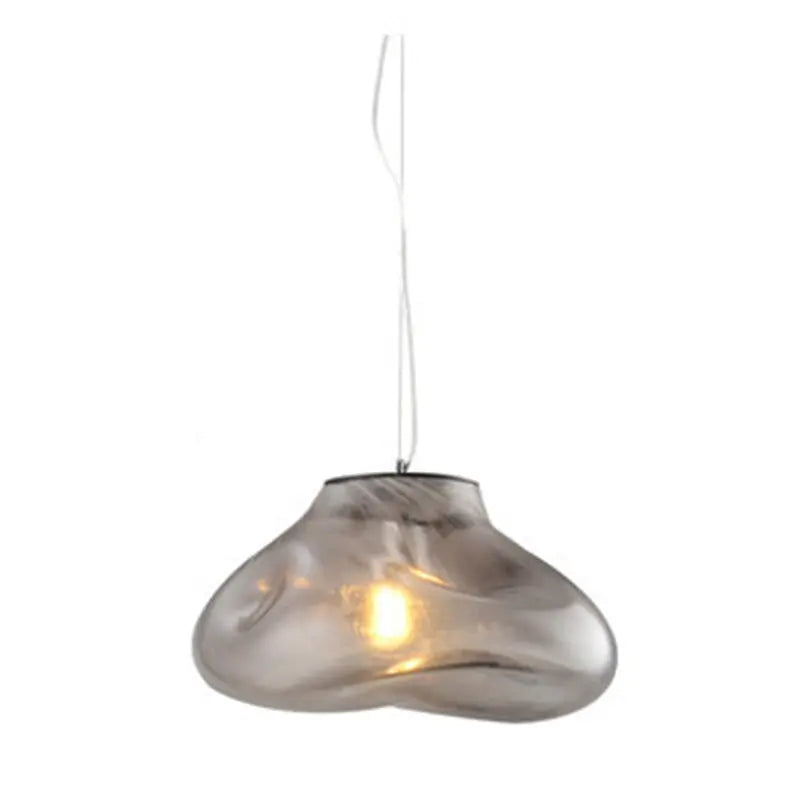 Contemporary Scandinavian Irregular Half Round Glass Metal 1-light Pendant Light for Living Room Lumendat