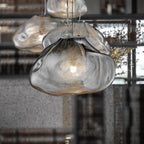 Contemporary Scandinavian Irregular Half Round Glass Metal 1-light Pendant Light for Living Room Lumendat