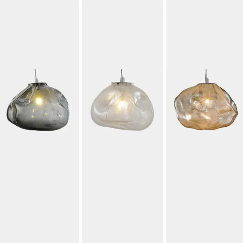 Contemporary Scandinavian Irregular Half Round Glass Metal 1-light Pendant Light for Living Room Lumendat