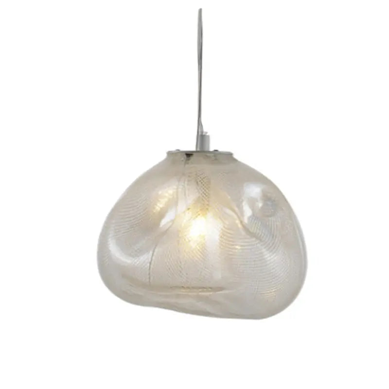Contemporary Scandinavian Irregular Half Round Glass Metal 1-light Pendant Light for Living Room Lumendat