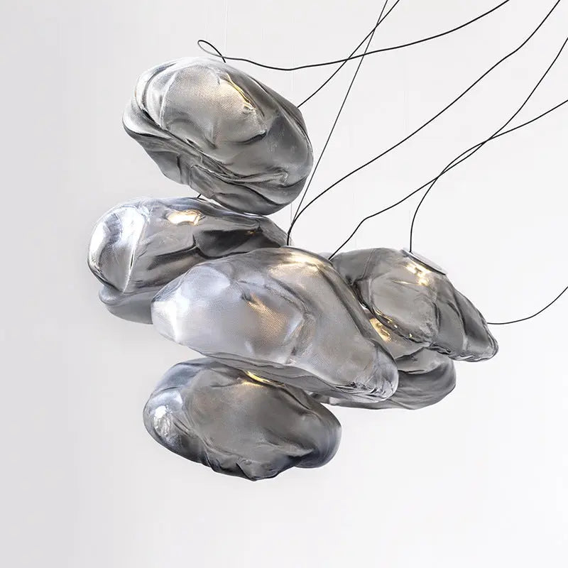 Contemporary Scandinavian Irregular Half Round Glass Metal 1-light Pendant Light for Living Room Lumendat