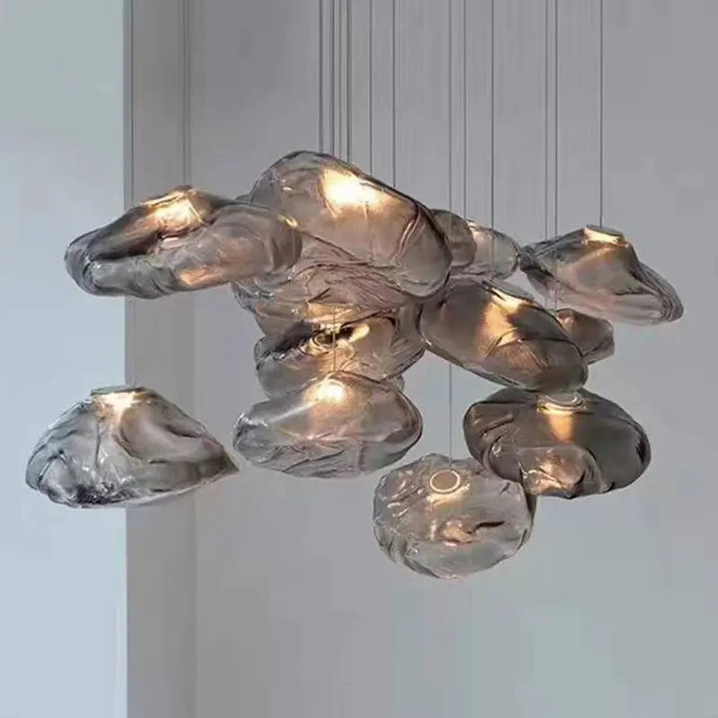 Contemporary Scandinavian Irregular Half Round Glass Metal 1-light Pendant Light for Living Room Lumendat