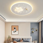 Modern Art Deco Kids Round Astronaut Star Acrylic Hardware LED Flush Mount Ceiling Light For Living Room