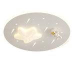 Modern Art Deco Kids Round Astronaut Star Acrylic Hardware LED Flush Mount Ceiling Light For Living Room