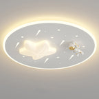 Modern Art Deco Kids Round Astronaut Star Acrylic Hardware LED Flush Mount Ceiling Light For Living Room