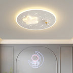 Modern Art Deco Kids Round Astronaut Star Acrylic Hardware LED Flush Mount Ceiling Light For Living Room