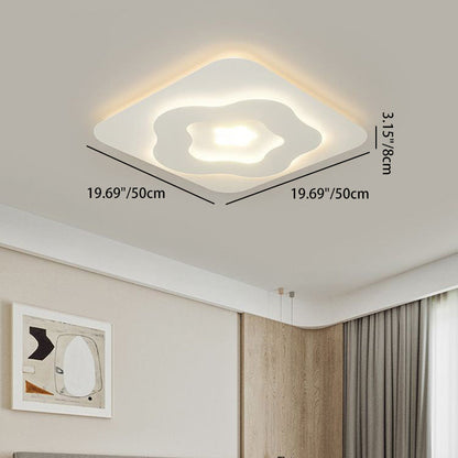 Modern Art Deco Flower Square Acrylic Iron LED Flush Mount Ceiling Light For Living Room