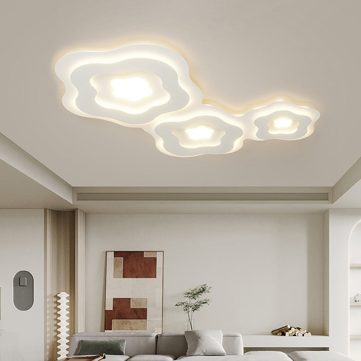 Modern Art Deco Flower Square Acrylic Iron LED Flush Mount Ceiling Light For Living Room