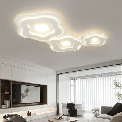 Modern Art Deco Flower Square Acrylic Iron LED Flush Mount Ceiling Light For Living Room