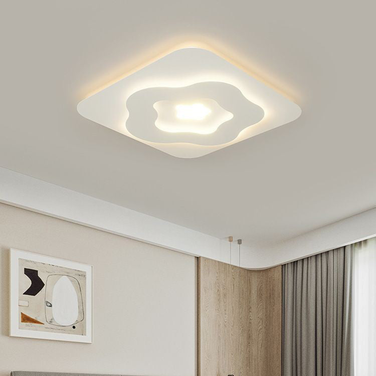Modern Art Deco Flower Square Acrylic Iron LED Flush Mount Ceiling Light For Living Room
