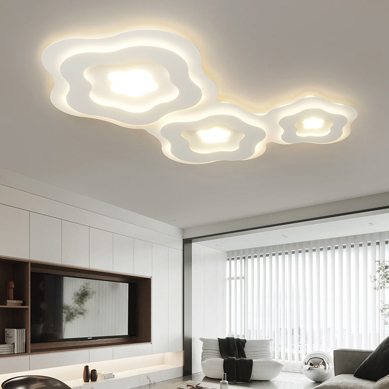 Modern Art Deco Flower Square Acrylic Iron LED Flush Mount Ceiling Light For Living Room