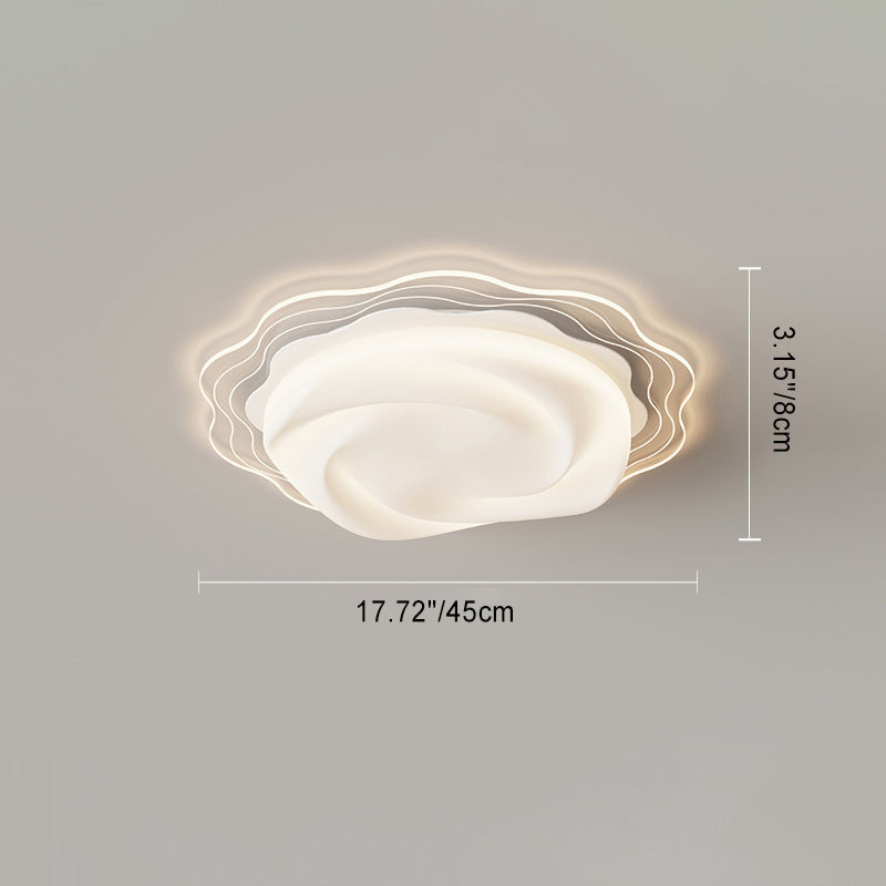 Modern Art Deco Heart Flower Wave Round Acrylic Iron LED Flush Mount Ceiling Light For Living Room