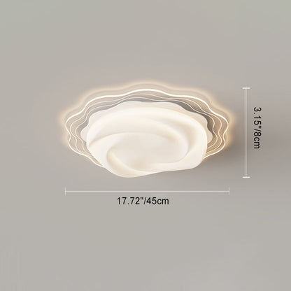 Modern Art Deco Heart Flower Wave Round Acrylic Iron LED Flush Mount Ceiling Light For Living Room