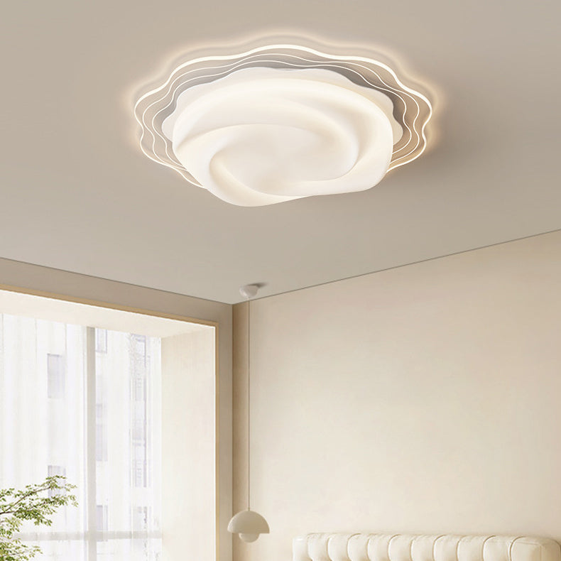 Modern Art Deco Heart Flower Wave Round Acrylic Iron LED Flush Mount Ceiling Light For Living Room