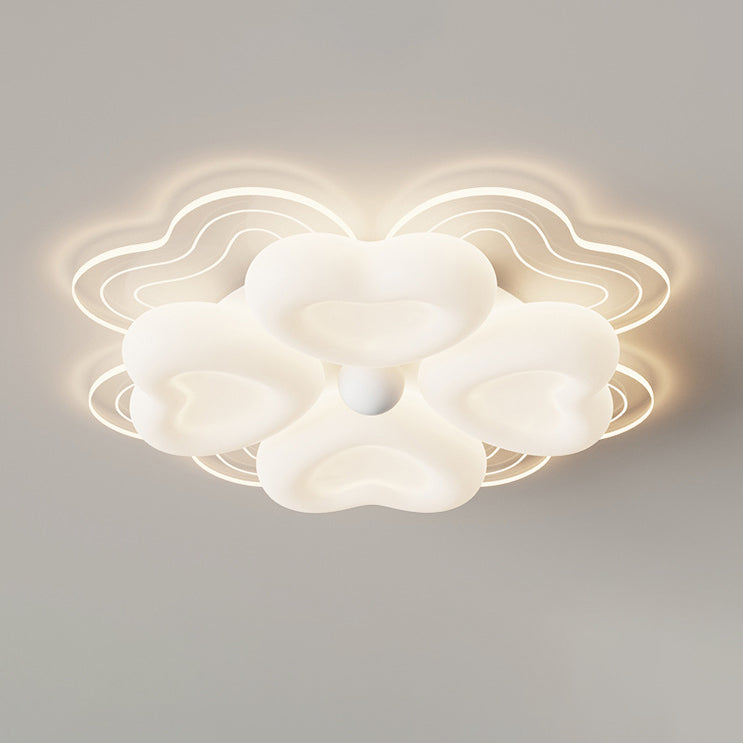 Modern Art Deco Heart Flower Wave Round Acrylic Iron LED Flush Mount Ceiling Light For Living Room