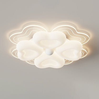 Modern Art Deco Heart Flower Wave Round Acrylic Iron LED Flush Mount Ceiling Light For Living Room